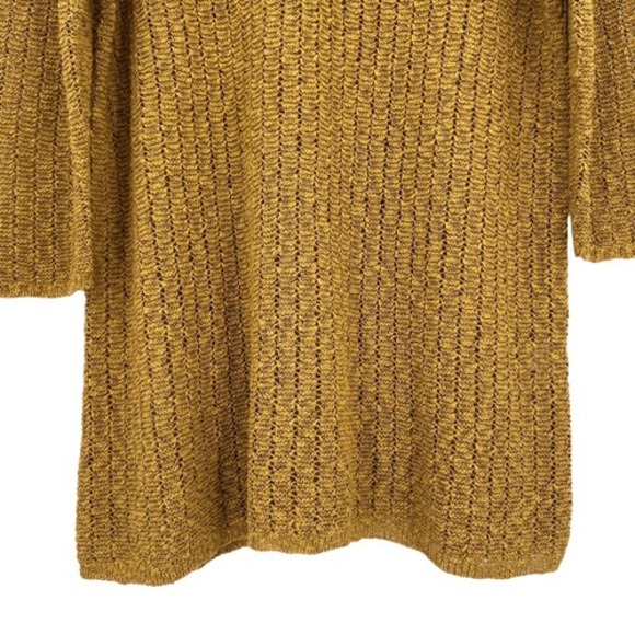 J. JILL TEXTURED OPEN STITCH‎ V-NECK SWEATER GILDED COIN Large - Picture 5 of 9